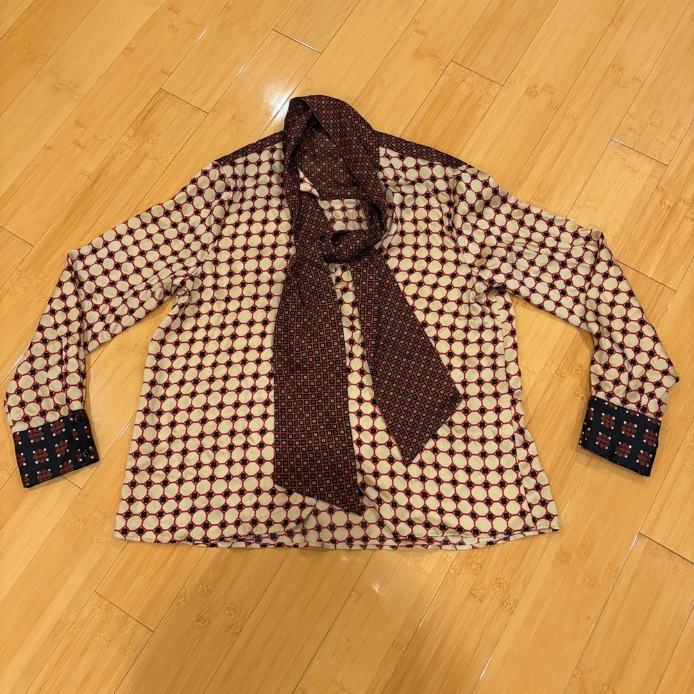 Zara Tie Front Printed Blouse
